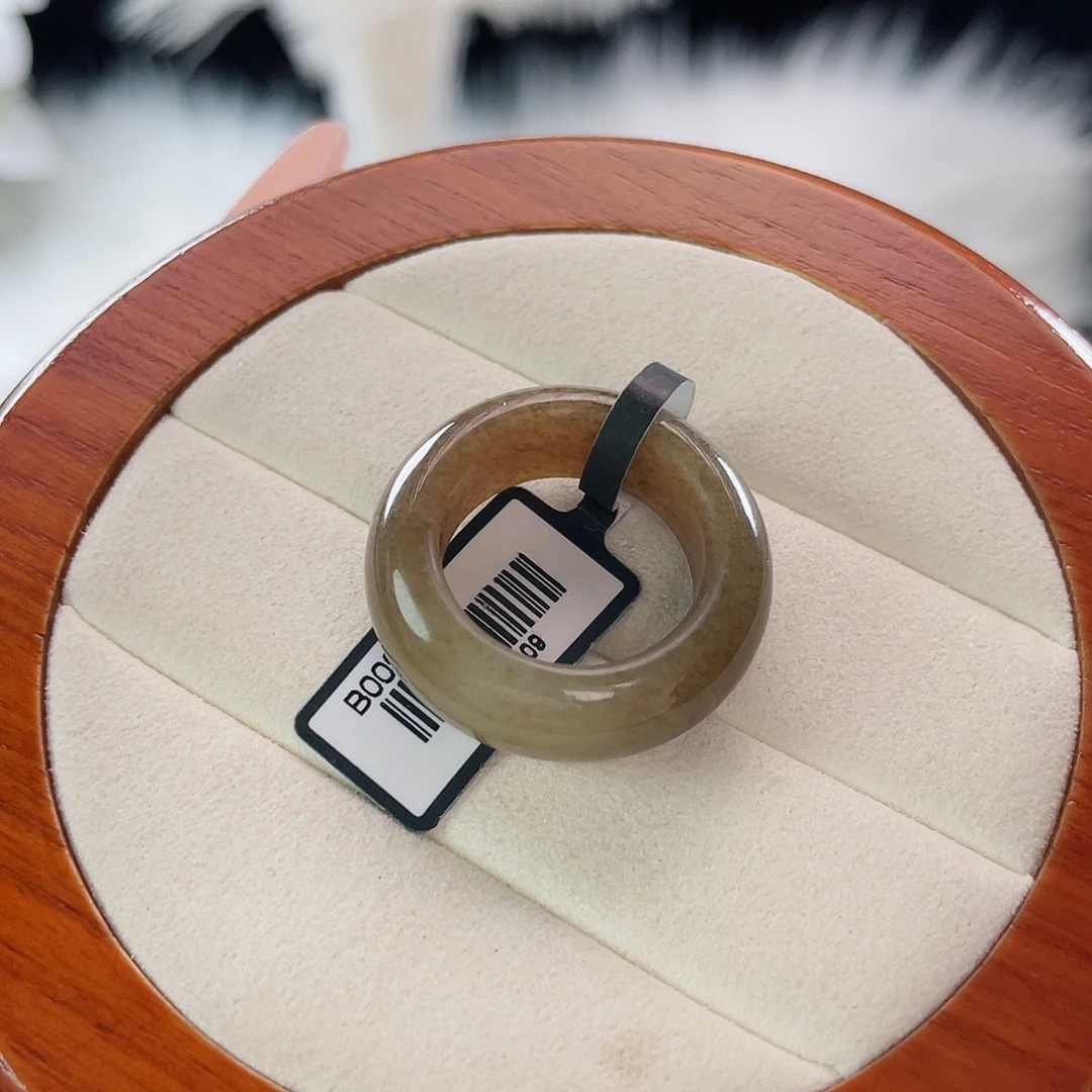 和田玉未镶嵌戒指l92。咖糖甜甜圈。18.1。不退换