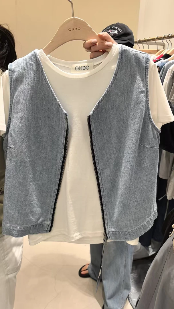 【慧姐韩国正品】2025春夏新款OND拉链马甲短裤套装/N0退N0换