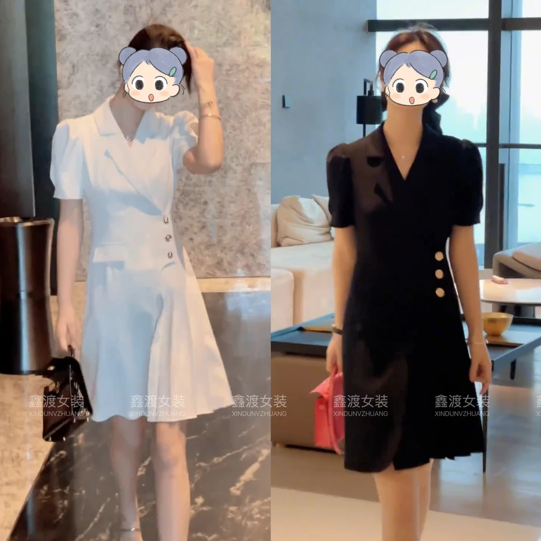 2025春夏新款时尚显瘦气质女士网红洋气连衣裙百搭款D6822