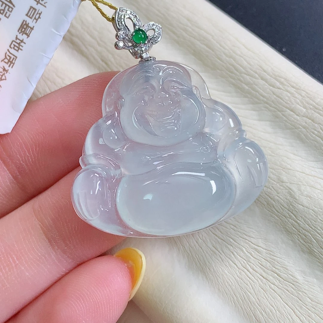 颈饰18K金镶嵌翡翠佛公