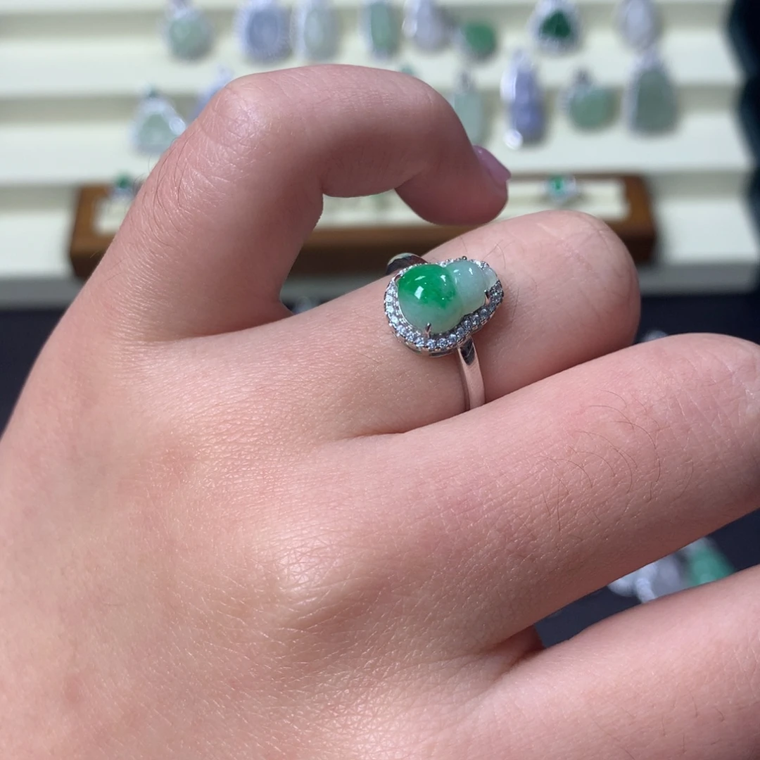 翡翠银S925镶嵌挂件