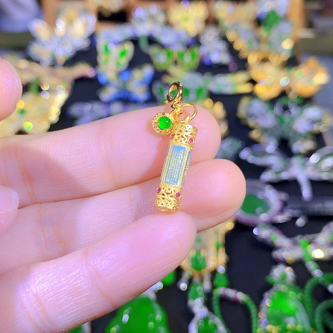吊坠(不含链)银S925镶嵌翡翠