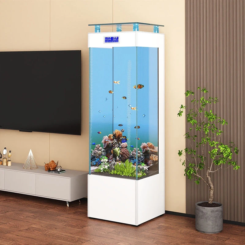 超白玻璃方形鱼缸落地式靠墙中小型生态懒人免换水客厅家用金鱼缸