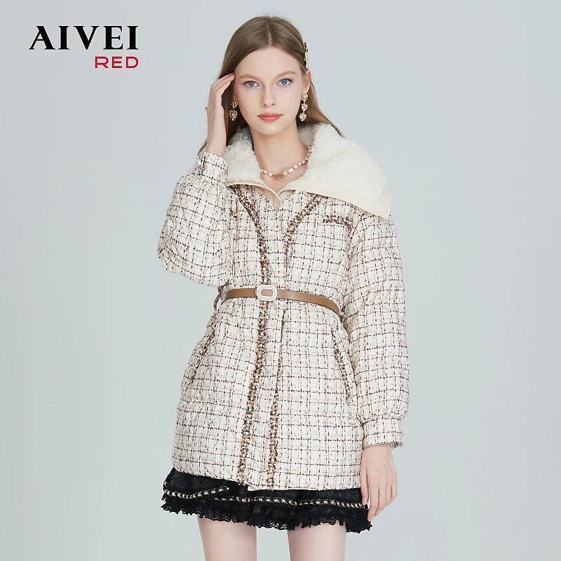 【诗语专属】AIVEI欣贺新复古英伦格纹大羽绒服P0660150
