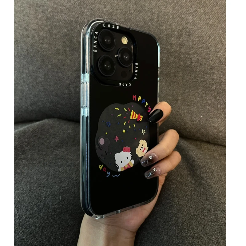 BANCA派对镂空Kitty适用苹果16/15/14promax手机壳13/12三合一11