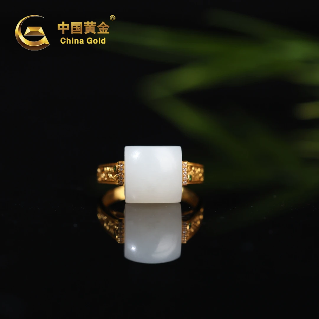 【中国黄金】雅芩 | 和田玉*戒指*18K金镶嵌-J916-Y