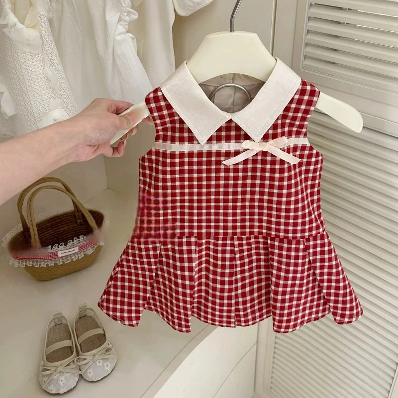 女童格子裙2025新款连衣裙宝宝韩版格子背心夏季儿童洋气夏装公主