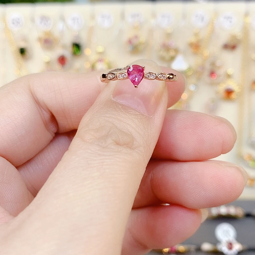 红宝石戒指银S925镶嵌