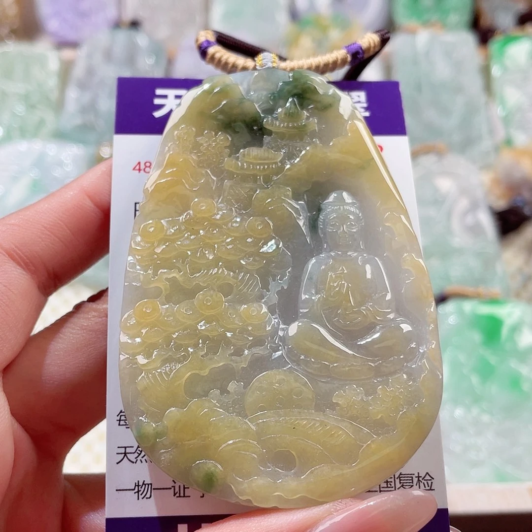 翡翠未镶嵌颈饰观音