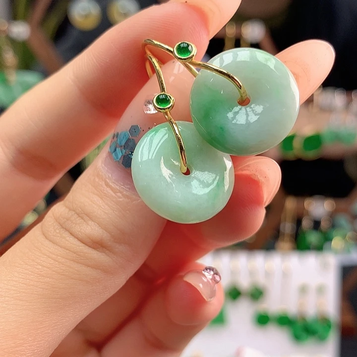 翡翠银S925镶嵌耳饰