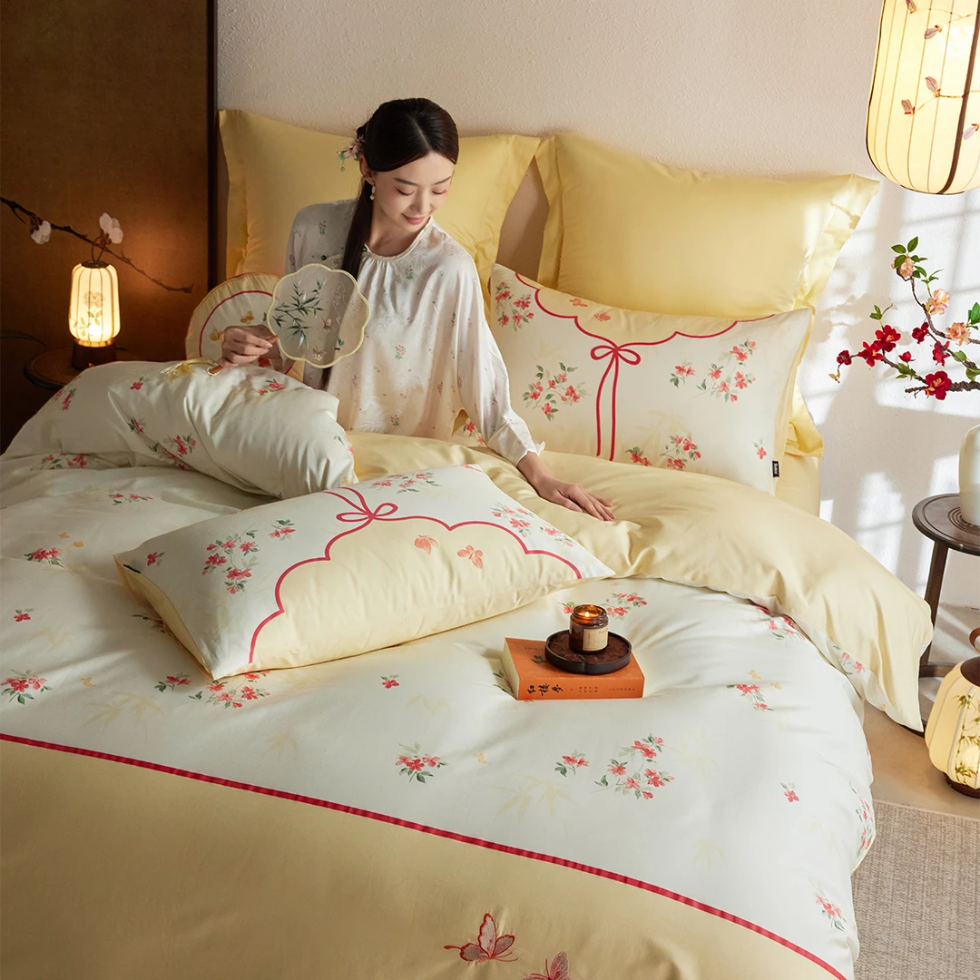 【红楼 · 纯棉60支】多喜爱四件套国风优雅长绒棉亲肤ZB