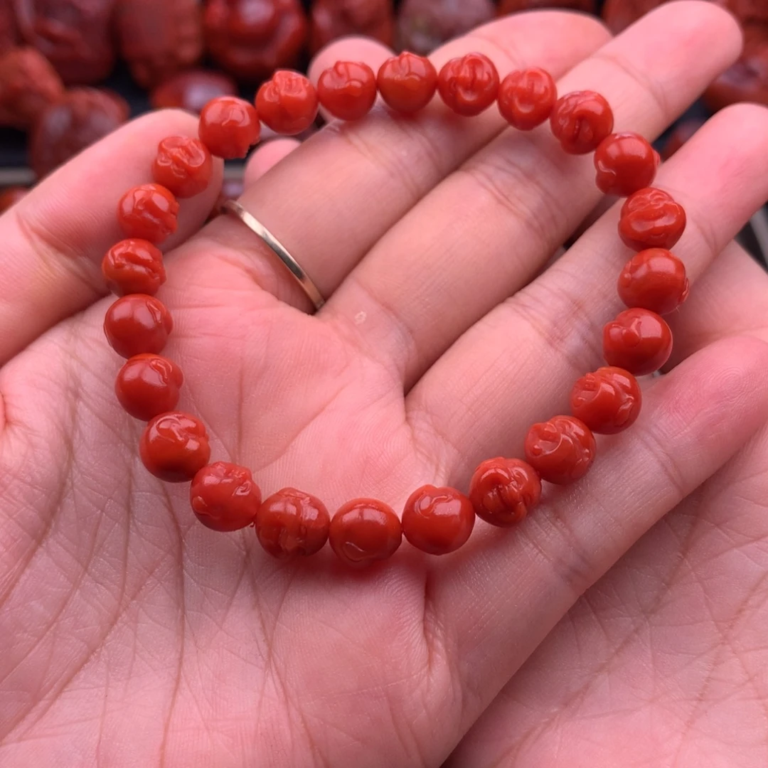南红玛瑙未镶嵌保山高品佛头手串8mm➕