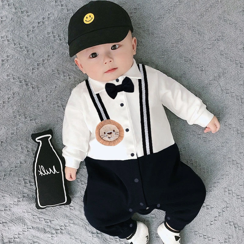 绅士宝宝连体衣婴儿衣服纯棉礼服哈衣春秋外穿长袖洋气超萌爬服