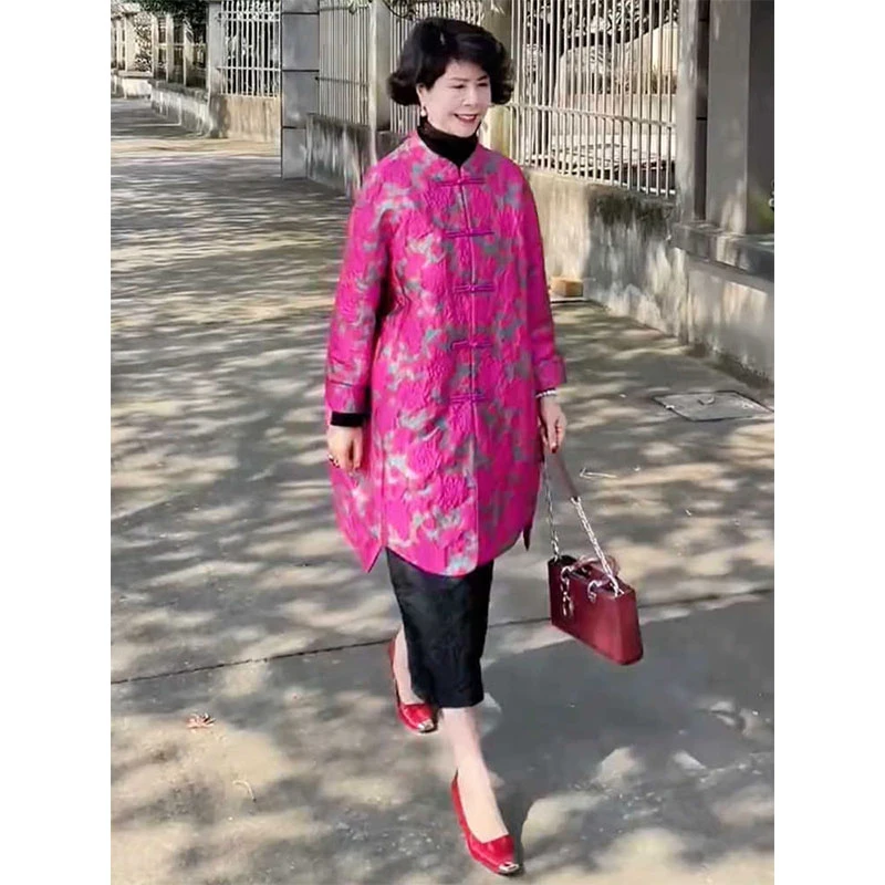 新中式国风盘扣中长款外套女欧洲站2026春季新款气质精致立领上衣