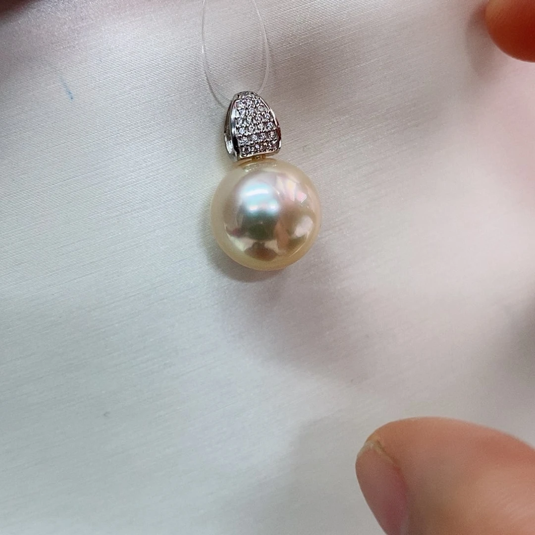 吊坠(不含链)银S925镶嵌海水珍珠12-13