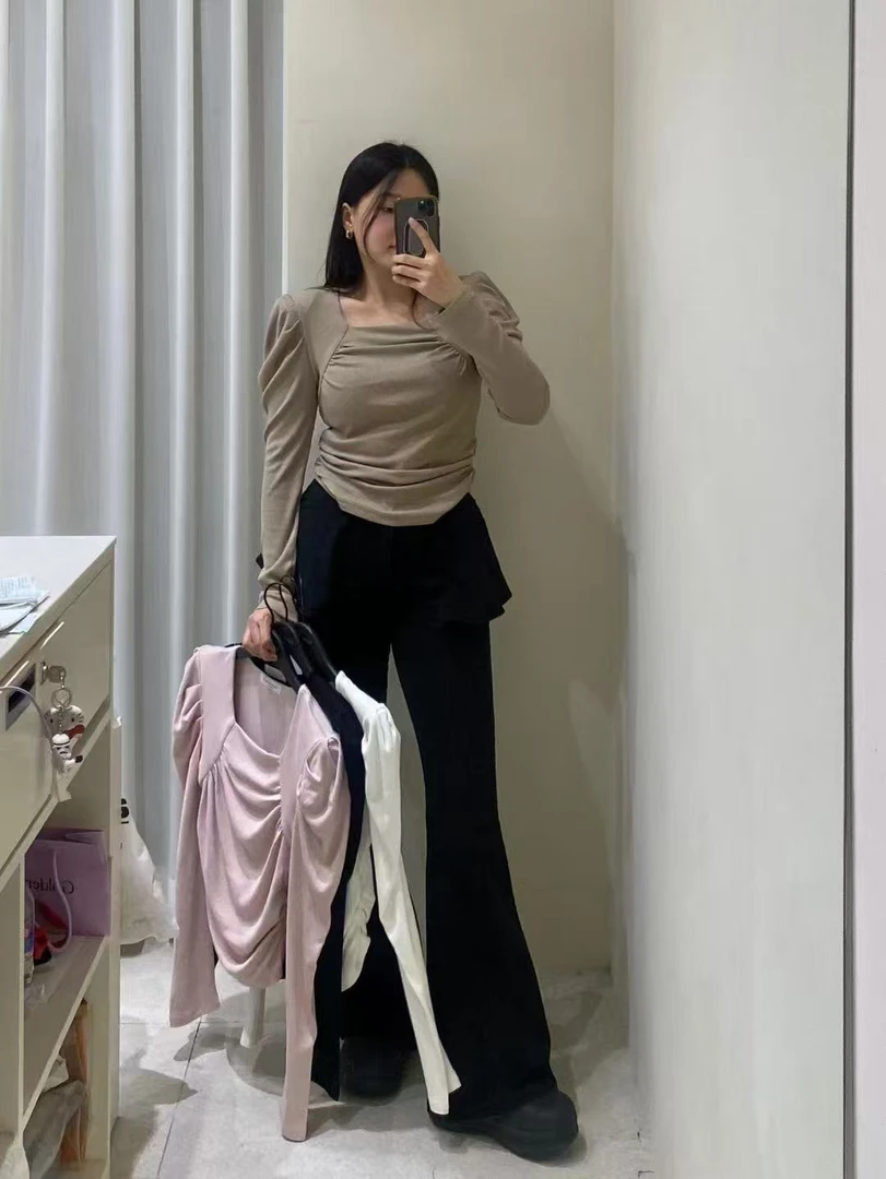 韩国东大门正品nana韩国女装no退no换mon秋季款挂绳百搭上衣