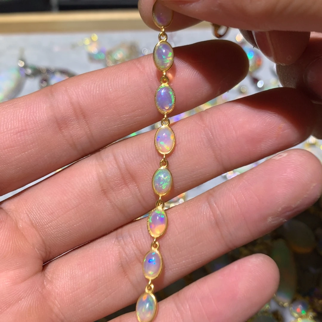 欧泊银S925镶嵌欧泊手链
