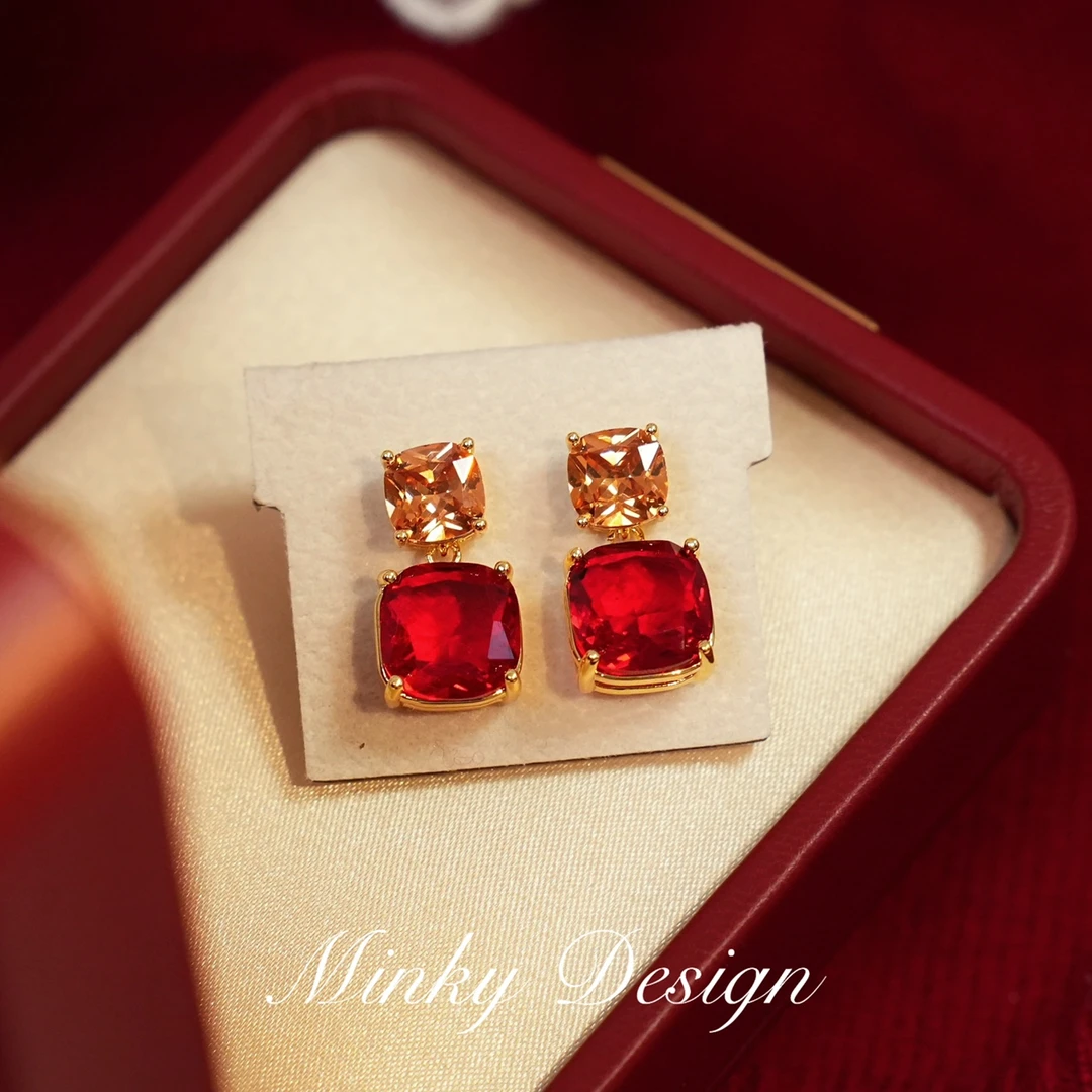 铜合金耳饰 「苏莉甜茶」轻奢复古气质耳坠蚊香盘耳夹无耳洞耳钉女