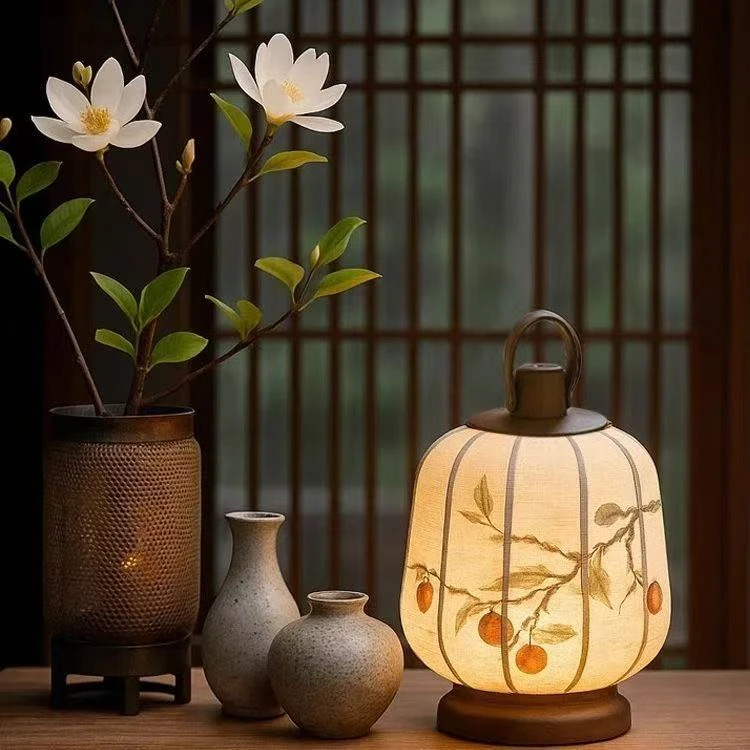 宋式美学台灯中式中古风复古繁花似锦布艺沙发旁氛围灯卧室床头灯