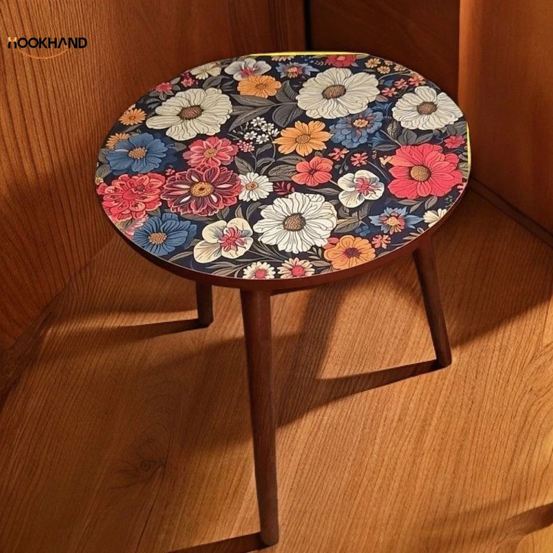 曼陀罗边几茶几沙发边柜北欧图案网红卧室小圆桌客厅角几床头桌子
