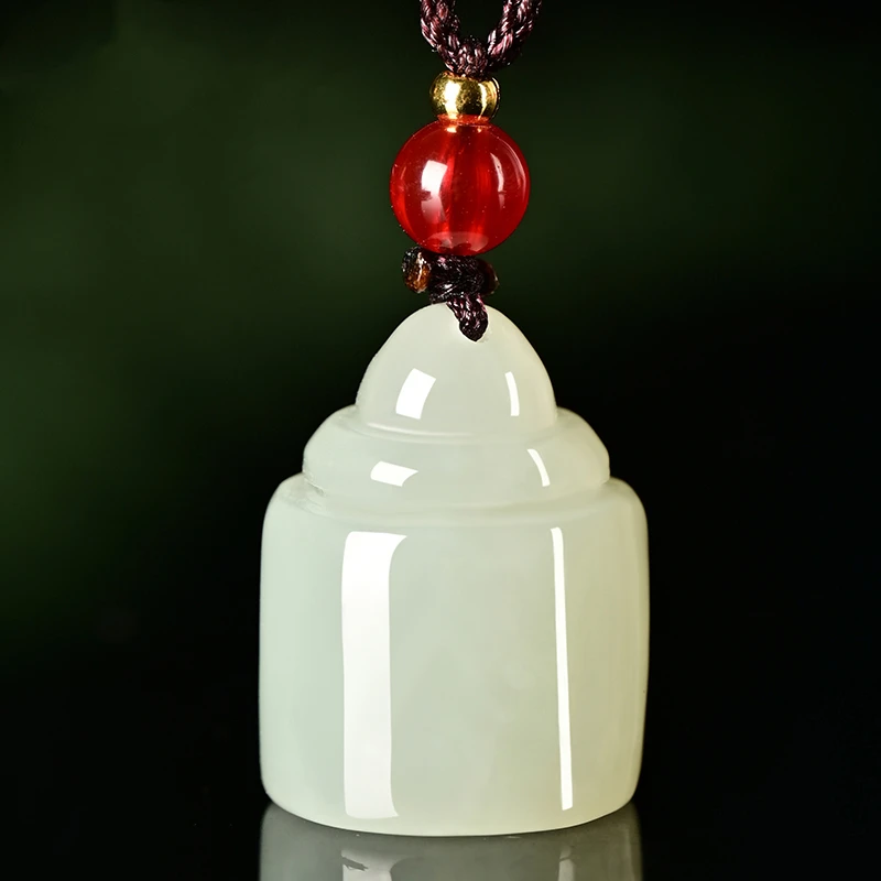 天然和田玉印章吊坠男女称心如意闲章挂件圆形小印章玉坠项链挂件