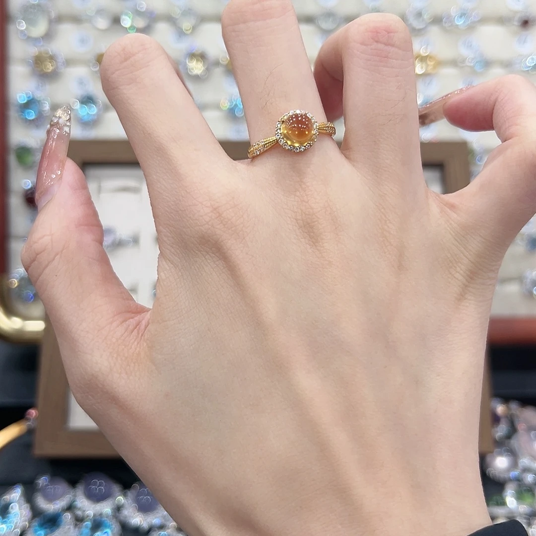 敏***～戒指银S925镀金镶嵌黄晶