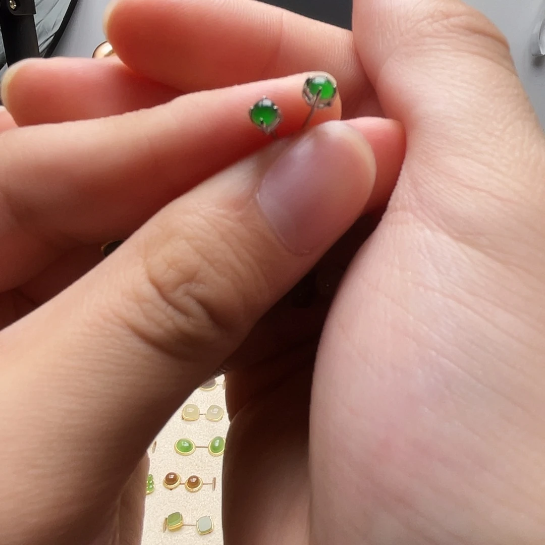 银S925镶嵌和田玉耳饰