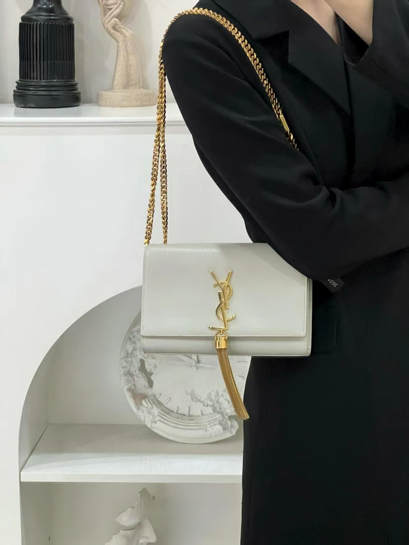 99新 YSL/圣罗兰 ysl kate流苏小号白金鱼子酱 /严选