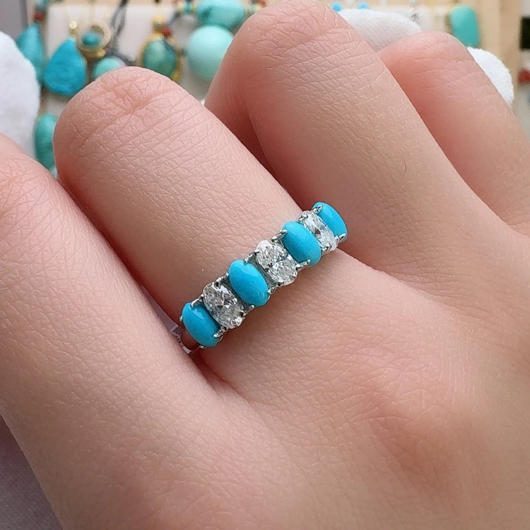 绿松石珠宝奇石银S925镶嵌