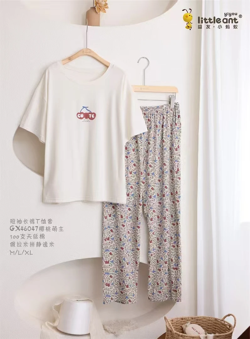 益友小蚂蚁成人半袖长裤家居服套装