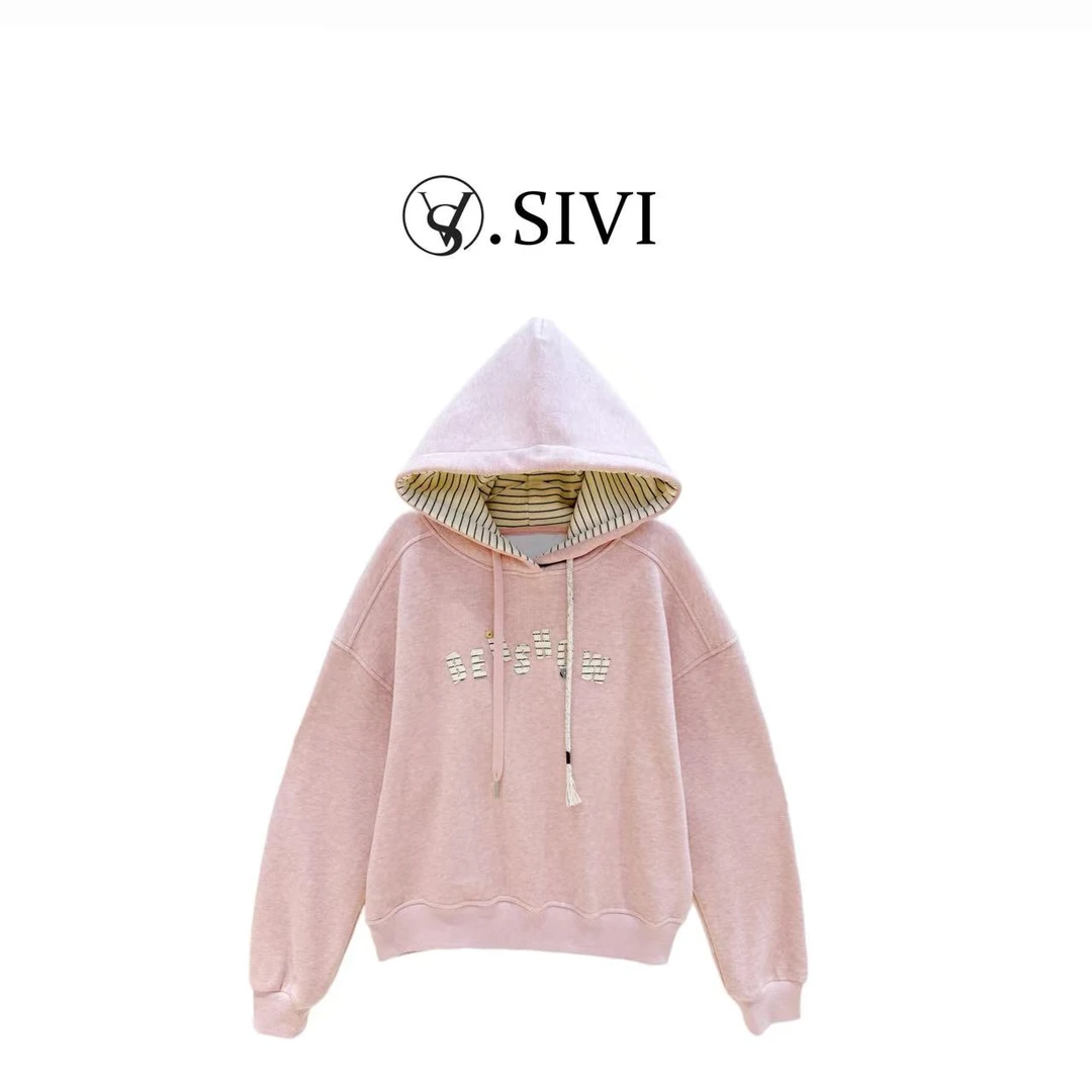 熙薇【​​街头序曲】2025秋冬时尚宽松潮流连帽韩版加绒卫衣H5847