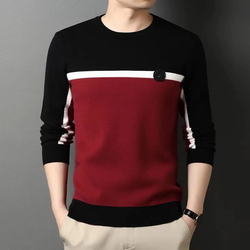 【羊毛系列】男士秋冬羊毛衫重磅圆领针织衫休闲保暖纯色毛衣