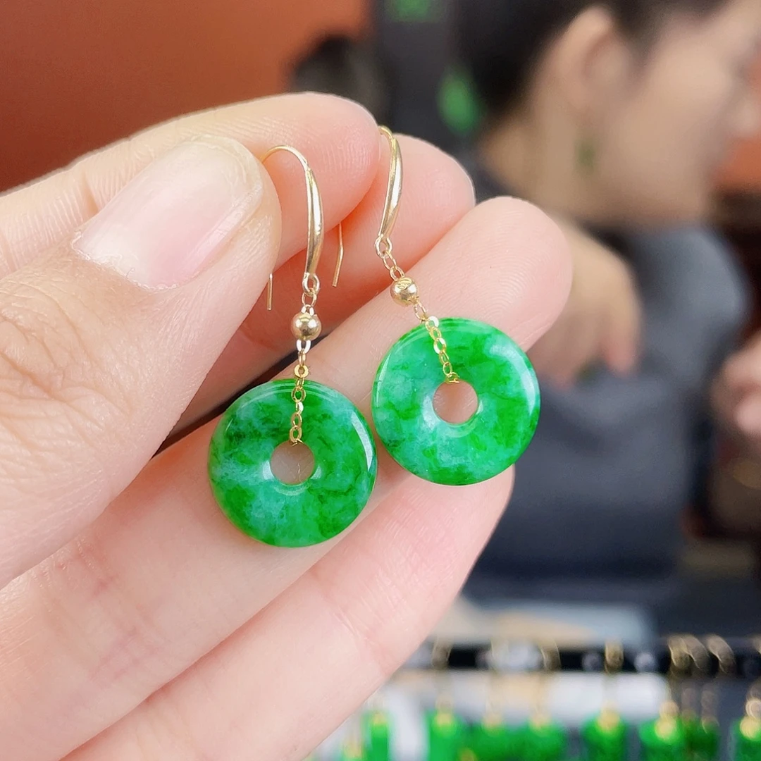 翡翠18K金镶嵌耳饰