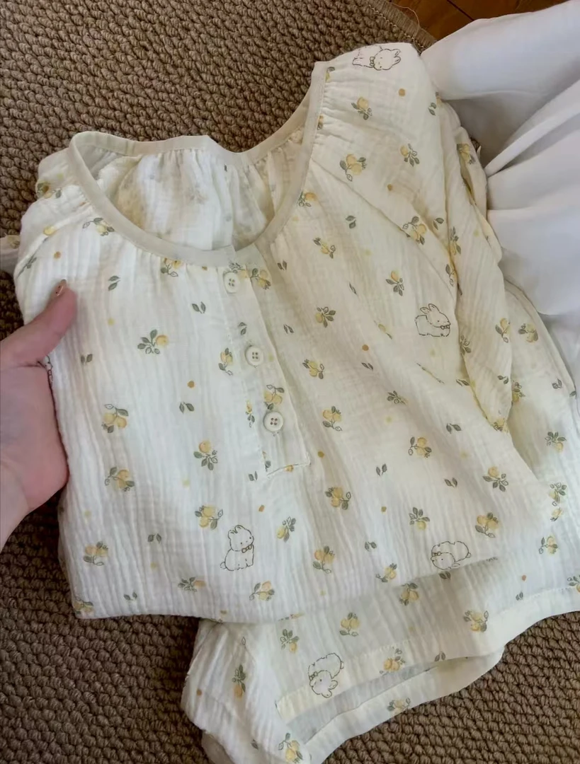 柠檬小兔亲肤舒适四季款居家服两层纯棉