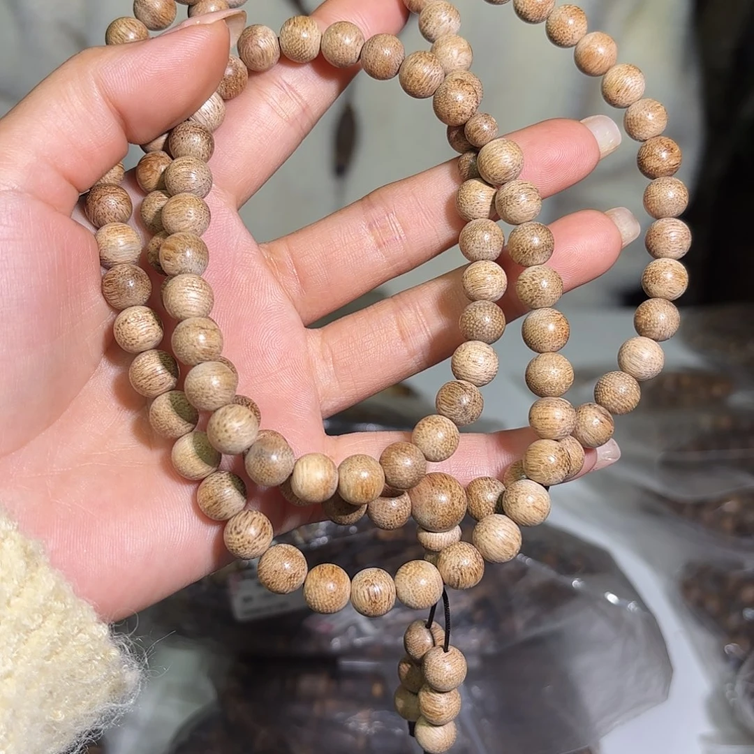 手串沉香国香08圆珠多圈黄油格