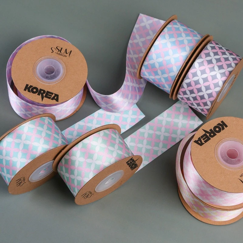 柔光四叶草印花织带 礼品鲜花包装diy蝴蝶结发饰草帽包包丝带-3码