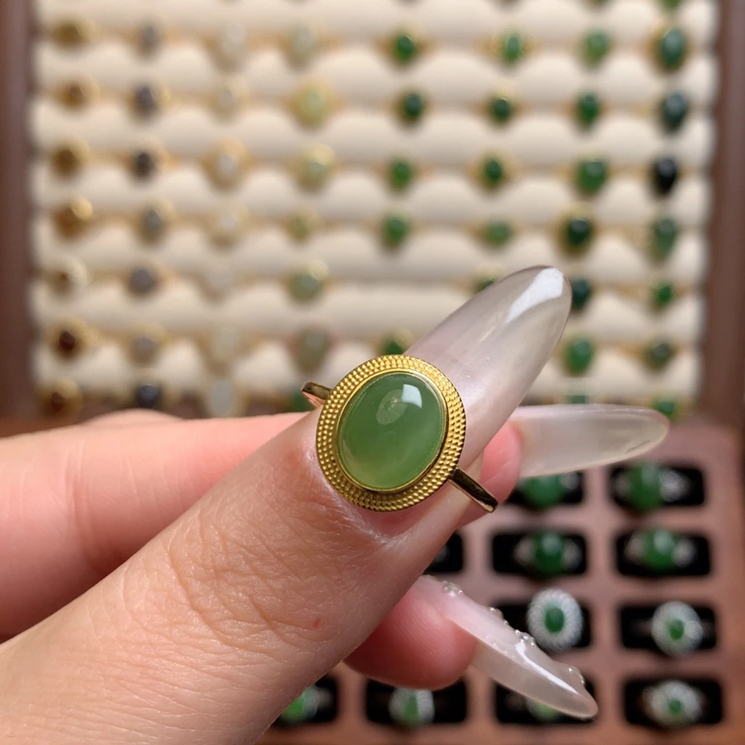 和田玉银S925镶嵌戒指