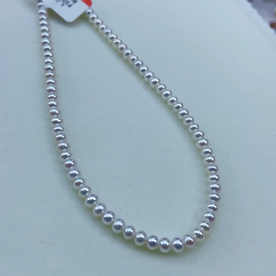 4.1近圆极强光小灯泡淡水珍珠银S925镶嵌