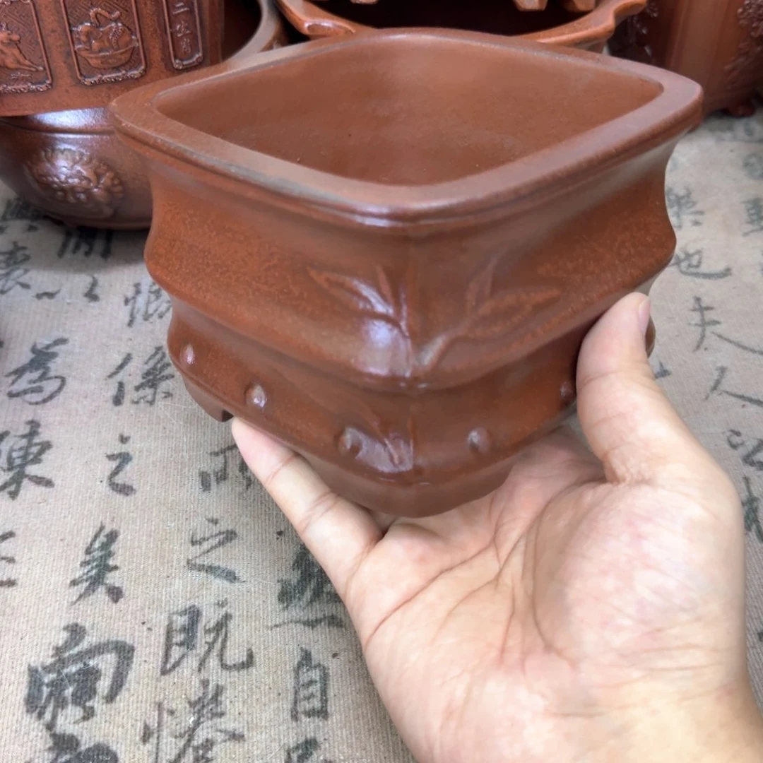 紫砂花盆12x7.5内经紫砂花盆