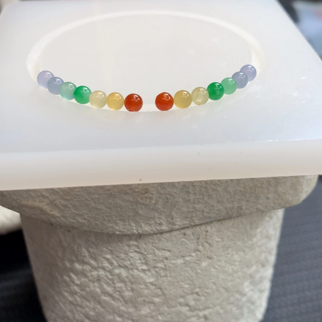 定制翡翠未镶嵌七色彩虹一组