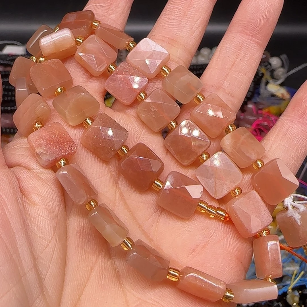 玛瑙/玉髓合金珠宝半成品太阳石10mm一条