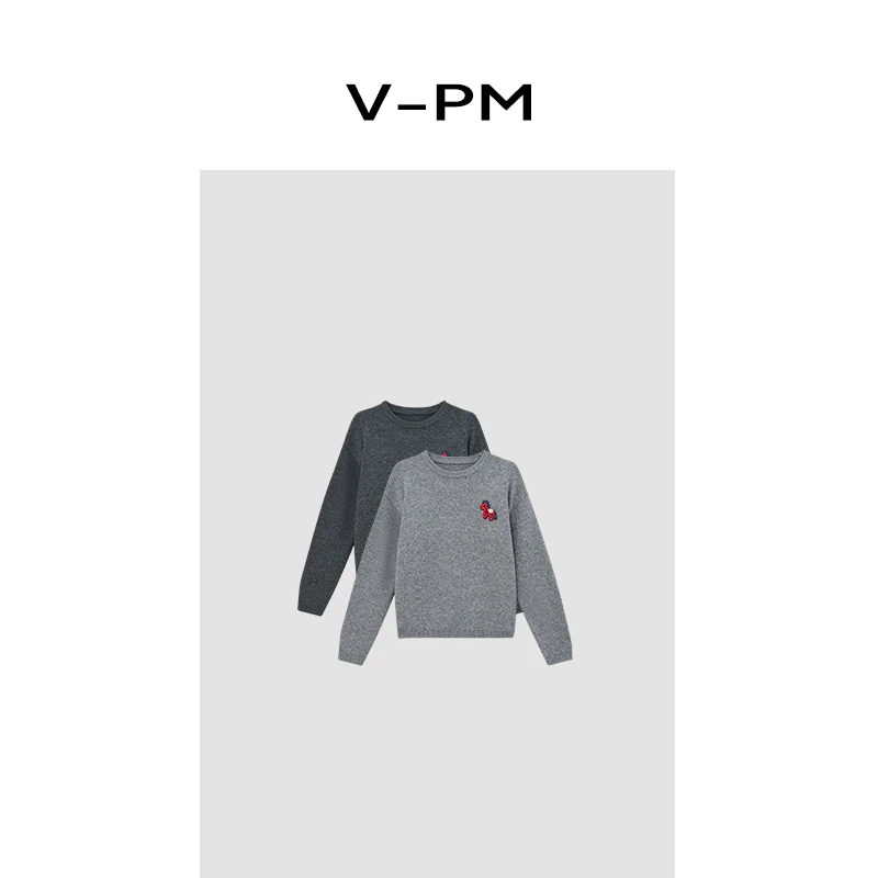 【VPM】老钱风绵羊毛小马针织衫长袖针织圆领针织衫设计师时尚 7839