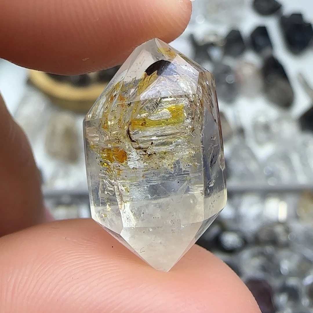 未镶嵌珠宝半成品水晶油胆双尖随形