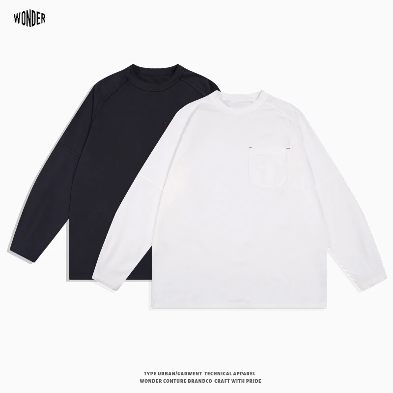 【素T】日产全棉340g坏结构落肩长袖T恤/不起球/不变形/不缩水#1238