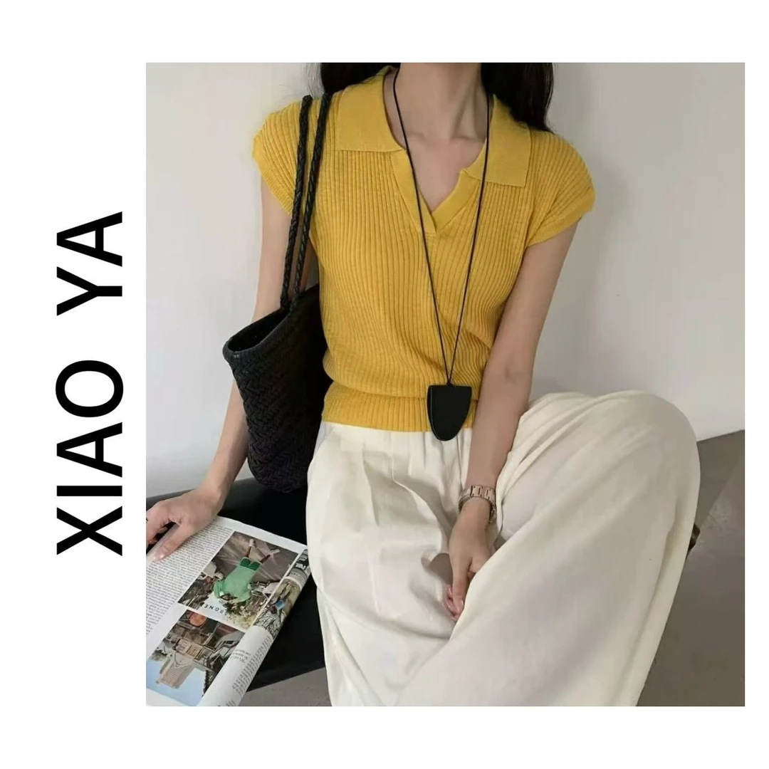 3120夏季新款气质polo领简约显瘦百搭针织上衣