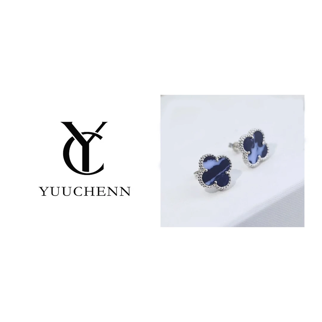 铜合金贝壳耳饰 YUUCHENN  【Aihambra】 镀K金 个性轻奢女士耳钉