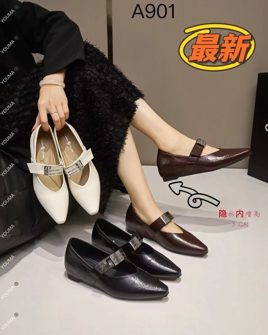 小可爱98内增高法式春季中跟复古软底鞋子