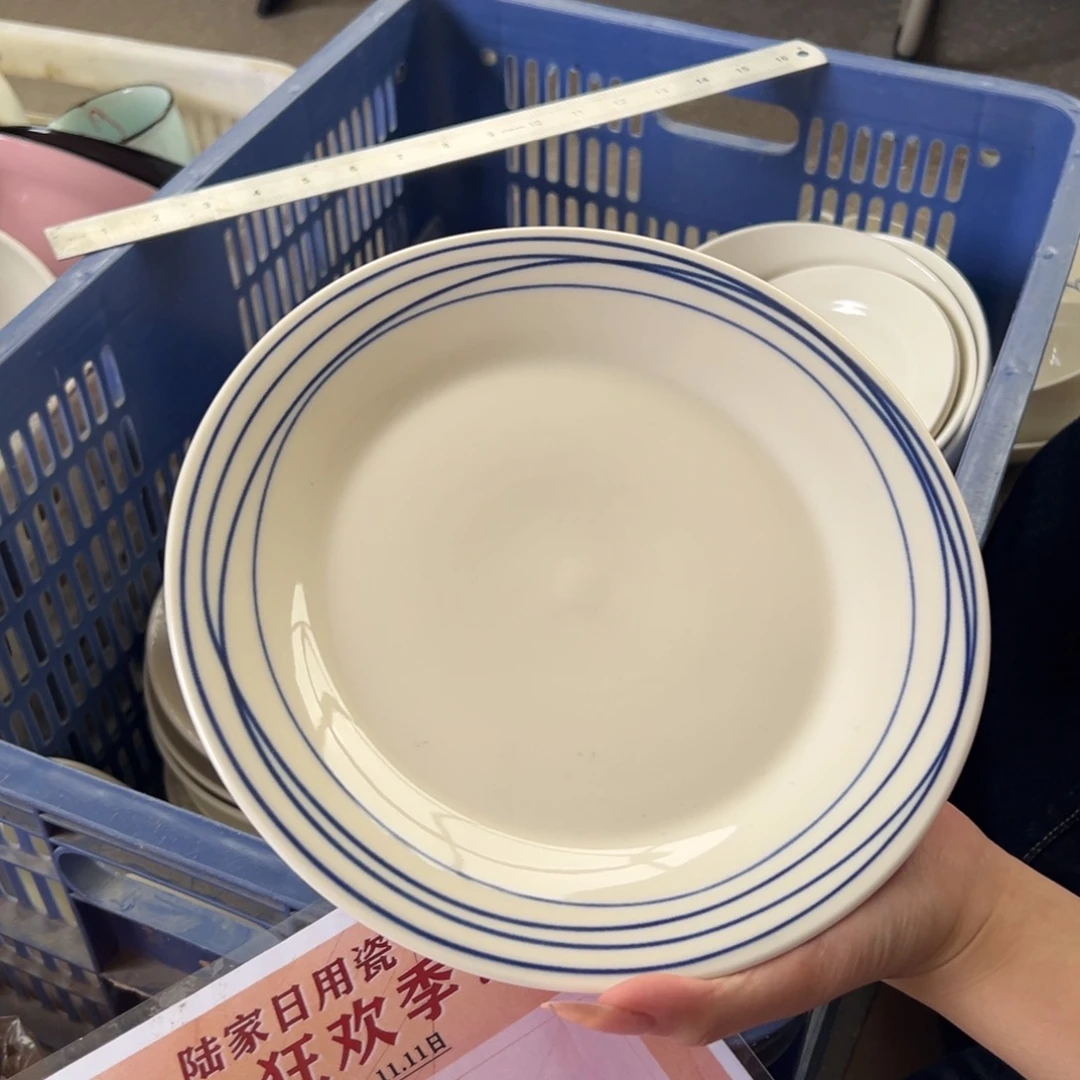 新骨瓷10微瑕太平洋蓝线条 9.5寸rd皇家菜盘平盘