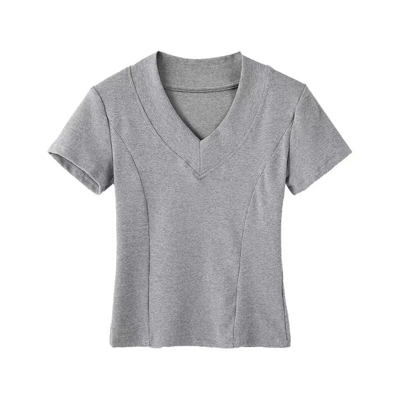 二哥二嫂【v领短袖】韩版修身短袖