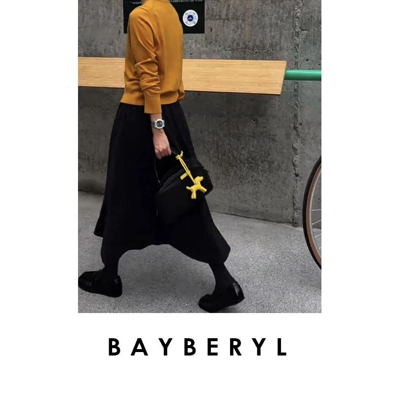 BAYBERYL老贝小洋伞*钉珠高智灰通勤松紧25秋半身裙YQ5F0245-9/24